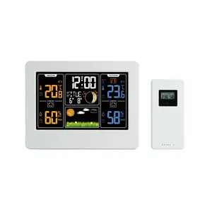 Evertop彩色屏幕数字表时钟液晶温度计和湿度计天气预报时钟