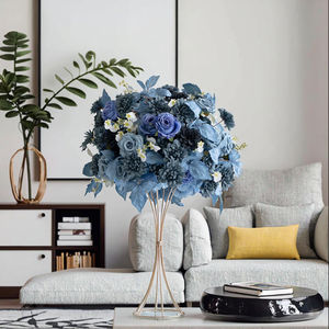 زهرة اصطناعية ملكي أزرق للزفاف أخضر ورد زهور كرة ممر أزرق طاولة العدائين لوازم حفلات ديكورات للأطفال - Product Image 4