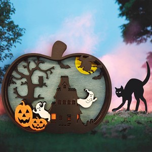 Linterna de Calabaza de Madera para Halloween, Adorno Decorativo Tallado, Decoración para Fiestas en Interiores - Product Image 1