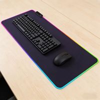 Grand tapis de souris de jeu RGB 800x300x3mm, tapis de souris LED lumineux étendu XL, base en caoutchouc antidérapante, tapis de bureau pour joueurs