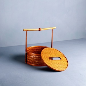 Solo Rhyme Bamboo Woven Tissue Box Round Handmade New Chinese Style Living Room Decor Multipurpose Flat Paper Storage - Product Image 4