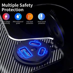 Enchufe de cargador de coche de 3 puertos Dual 45W PD tipo C y 18W QC 3,0 con voltímetro e interruptor de botón para 12V/24V coche barco marino ATV RV - Product Image 6