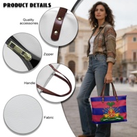 Sac à main en cuir PU avec impression du drapeau/logo haïtien pour femmes, sac à main de luxe, sac à main pour femmes haïtiennes, sac fourre-tout en cuir avec poignée supérieure