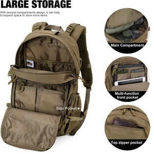 Sac à dos tactique en tissu Oxford, système MOLLE, unisexe, randonnée en plein air, équipement de camping, design résistant à l'eau, fermeture éclair, motif camouflage - Product Image 5