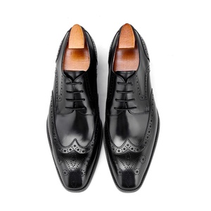 F64-DH25 nouveau Style fait à la main confortable en cuir véritable longue aile bloc affaires Derby chaussures pour hommes - Product Image 2