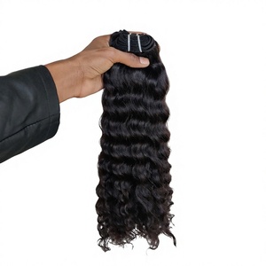 Cheveux Naturels 100% Non Traités, Double Trame Faite à la Machine, Bouclés Crépus Naturels, Extensions de Cheveux Humains Vierges Noirs Indiens de Temple, 100g - Product Image 1
