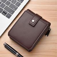 Dompet pendek Pria, tipis Slot Multi kartu kapasitas besar, penutup pengait, tahan air, dompet PU poliester horisontal