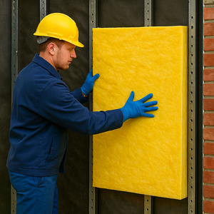 Panneau de laine de verre - Densité 48 kg/m, épaisseur 25 mm, 0,033 W/m K, R-0,71, A1, ignifuge, isolation acoustique pour entrepôt à structure en acier - Product Image 5