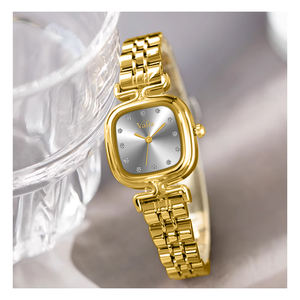 Elegante reloj de pulsera de cuarzo para mujer con correa de acero inoxidable, caja cuadrada de latón, puntero de cristal, estilo empresarial, estilos de moda - Product Image 4