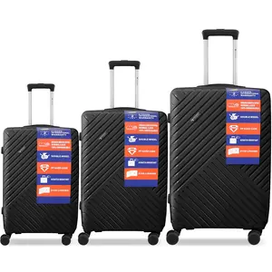 حقائب سفر مع عجلات مخصصة مصنوعة من البولي بروبيلين الخام ذات هيكل صلب وتصلح للسفر مكونة من 3 قطع للبيع بالجملة إصدار عام 2024