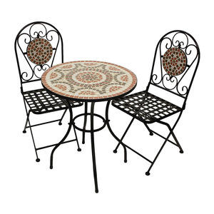 Hiện Đại 3-Mảnh Ngoài Trời Vườn Đặt Bàn Khảm Với 2 Gấp Kim Loại Thép Ghế Cho Ăn Uống Nhà Bếp Khách Sạn Phòng Tắm Phòng Ngủ Sử Dụng - Product Image 5