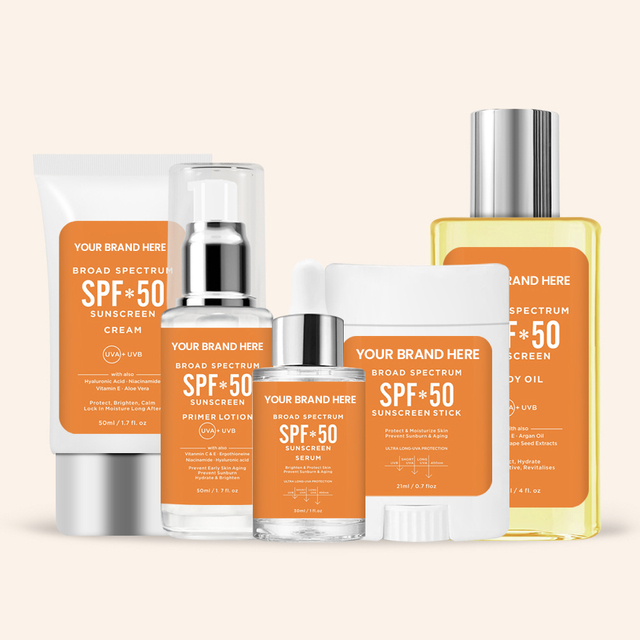 Oem Private Label Spf 50 Vitamin C Herbal Moisturizer Serum Zinc Face Sun Block Cream Tinted Sunscreen Stick Set