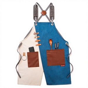 Delantal sin mangas estilo <span class=keywords><strong>vaquero</strong></span> para hombre, con estampado, estilo campestre americano, hecho a mano, con múltiples bolsillos, para barbero, tienda de té con leche, jardinería, camarero - Product Image 1