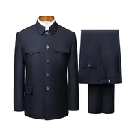 Herren Stehkragen Retro Formelle Zweiteiler-Jacke Lange Hose Traditioneller Chinesischer Stil Jacken-Set Großhandel Individuelles Logo