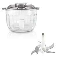 Robot culinaire électrique 500W, bol en verre haute puissance, hachoir-blender avec cinq lames tranchantes pour viande et légumes