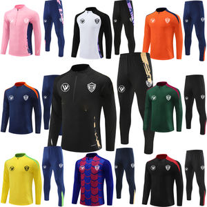 24 25工場卸売 メンズ 100% ポリエステル 通気性 速乾性 長袖 スウェットスーツセット ジャージ カスタムサッカー スウェットシャツ - Product Image 4