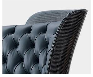 Современная кровать в итальянском и европейском стиле, двуспальная, из натуральной кожи, с регулируемой спинкой, на деревянном каркасе, для спальни, премиум-класса, дизайнерская. - Product Image 2