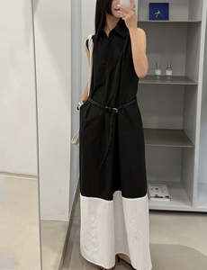 2025 OEM Primavera Verano nuevo elegante largo elegante de gama alta ligero de lujo vestido sin mangas reductor de edad <span class=keywords><strong>para</strong></span> mujeres con cinturón - Product Image 1