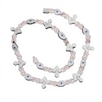 Cadena de eslabones cubanos de plata de ley unisex con dijes de lujo de moda hip hop: cruz, ojo turco e infinito, con moissanita