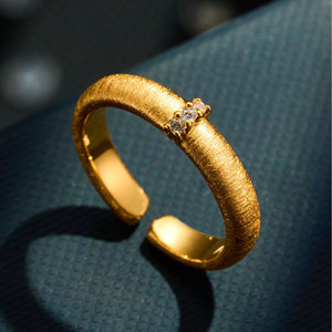 My Muyu Gold Brushed Open Ring Micro Set Zircon Adjustable Index Finger Ring - Product Image 1