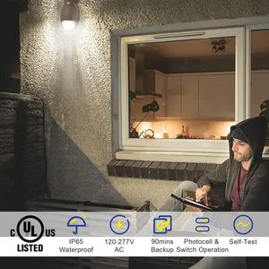 IP65 LED Outdoor Wall Pack <b>Emergency</b> <b>Lighting</b> Fixtures 3500K 120-277VAC Aluminum Housing for 3-Year Warranty (1 Pack) - Product Image 1