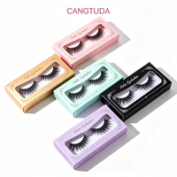 Faux cils en vison avec logo personnalisé, 1 paire, naturels, longs, volumineux, effet wispy, vente en gros, emballage individuel, extension de cils pour maquillage