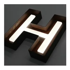 Lumineuse karakterler açık paslanmaz çelik aydınlatmalı Led akrilik 3d ışıklı mektup logosu işareti kanal harfler tabela