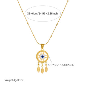 Evil Eye Necklace Gold Plated Dreamcatcher Pendant Bamboo Chain Clavicle Chain For Women Daily Wear Gift - Product Image 4