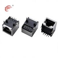 Conector de Red RJ45 Hembra 8P8C, Multiposición, Unión Completa, Carcasa de Cobre, Interfaz de Red Rectangular, Conector PCB