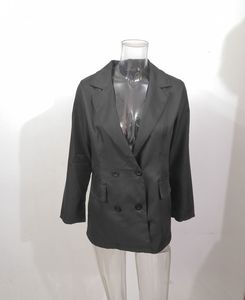 大码 5XL 女士办公室工作服西装外套 女式优雅长袖夹克翻领纽扣女式西装外套 - Product Image 4