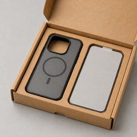 Boîte d'expédition pliable en carton kraft biodégradable et recyclable, brun naturel, impression de logo personnalisée pour téléphone portable et appareil photo