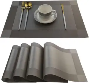 Easy Clean Plastic Vinyl Woven Printed Placemat Heat-Resistand Washable PVC Kitchen Dining Table Mats