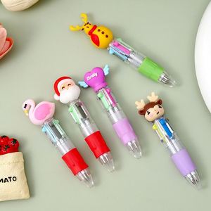 Cute Cartoon Mini Silicone Four-Color Christmas Ballpoint Pen Plastic School Stationery Supplies Wholesale Christmas Stationery - Product Image 2
