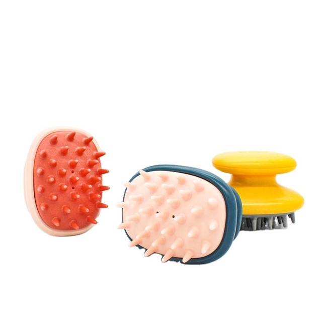 Private Label Comfortable Soft Silicone ABS Manual Scalp Scrubber Massager Brush Shampoo Hair Brush