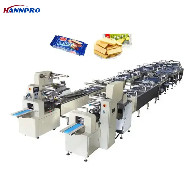 Linea di produzione di imballaggi per confezionatrici di cuscini per biscotti di pasta sfoglia