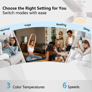 Kipas Angin Plafon <span class=keywords><strong>LED</strong></span> Modern 52" Putih 3 Baling-Baling Motor Reversibel Tanpa Suara Remote Control Lampu Ruang Tamu Penggunaan Dalam Ruangan - Product Image 4