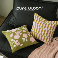 Housse de coussin de canapé de designer français, capitonnée, brodée, motif rayé coloré, housse de coussin décorative pour salon, décoration intérieure