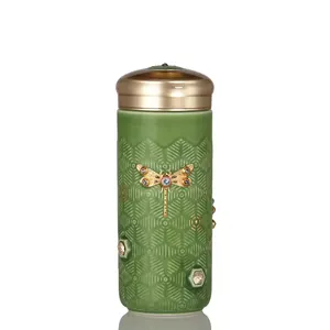 Tasse de voyage Acera Liven Dragonfly Serenity avec cristaux gobelets en céramique fabriqués avec de beaux motifs