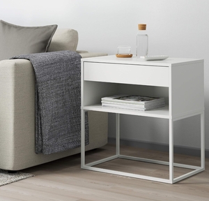 Mesita <span class=keywords><strong>de</strong></span> <span class=keywords><strong>noche</strong></span> moderna <span class=keywords><strong>de</strong></span> color blanco con 1 cajón, ideal para dormitorios y espacios <span class=keywords><strong>de</strong></span> estar, fácil montaje. - Product Image 4