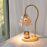 Offre Spéciale verre fleur abat-jour lampe bougie chauffe-bougie arôme lampe de table chauffe-parfumé Timing intérieur arôme brûleur GU10 ampoule