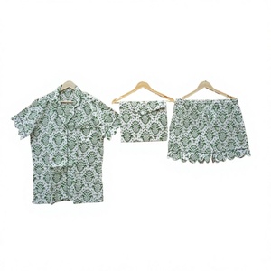 Beautiful Indian Handmade Cotton Kangura Pajama Set Hand Block <b>Printed</b> Vintage Trending Short Night Wear Pajama Set - Product Image 1