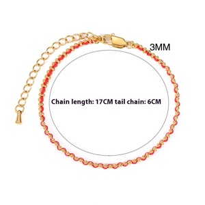 Buatan tangan baja tahan karat etnik pola kupu-kupu gelang kustom DIY kecil tali merah Tautan rantai mode untuk zodiak Buddha - Product Image 5