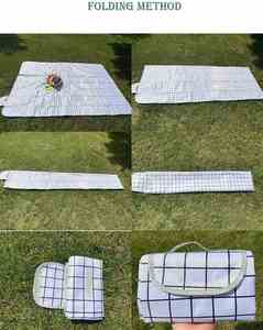 Tapete Plegable de Tela Oxford Impermeable y Reutilizable, Diseño a Cuadros Blanco, 150CM*200CM, Impresión Personalizada, Ligero y Duradero para Exteriores - Product Image 2