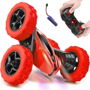 Two-sided 360 Rotating Four-wheel Drive Remote Control Car With Headlights 2.4GHz Electric Racing Stunt Rechargeable Toy Car