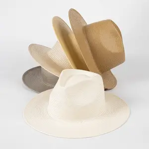 2024 mùa hè mới đến tùy chỉnh tay dệt tốt rơm Sun hat sang trọng đồng bằng trống Toyo giấy rơm Panama Hat