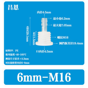Junta de Partición de Plástico Recta Reductora de Conexión en T/Tuerca con Rosca Externa de Placa Semi-Pasante 6-M16 para Ensamblaje - Product Image 1