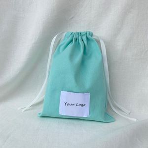 Factory Customized Cotton Canvas <b>Drawstring</b> <b>Pouch</b> Cotton Dust <b>Pouch</b> Bag With Silk Ribbons - Product Image 2