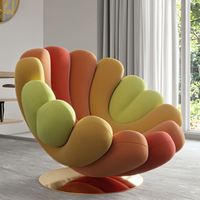 Fauteuil simple moderne minimaliste italien, fauteuil de détente pivotant pour salon, fauteuil Anémone