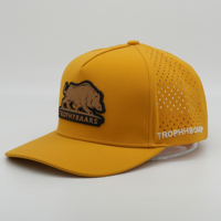 Nueva moda personalizada PVC Parche de goma Logo 5 paneles impermeable poliéster deporte Golf sombrero, corte láser perforado papá, cuerda gorra de béisbol