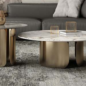 Rock Plate Coffee <b>Table</b> <b>Set</b> Italian Style Light Luxury Modern Living Room Small Apartment Customizable Home Furniture - Product Image 2